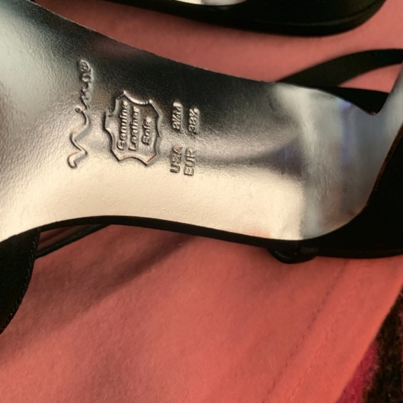 Vergone - Nina Black Statin Open Toe Heels - Picture 6 of 16